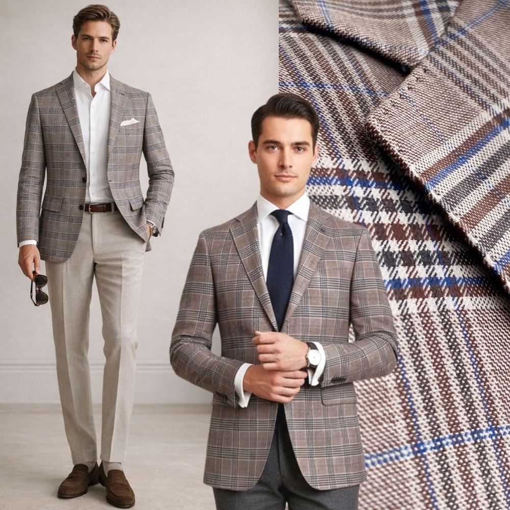 Cole Haan Men's Brown Plaid Blazer